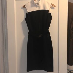 Tommy Hilfiger two tone zip up belted dress
